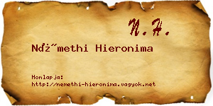 Némethi Hieronima névjegykártya